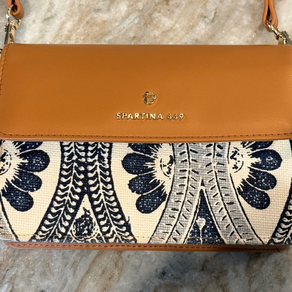 SPARTINA 449 navy blue and cream floral linen purse - Picture 3 of 10